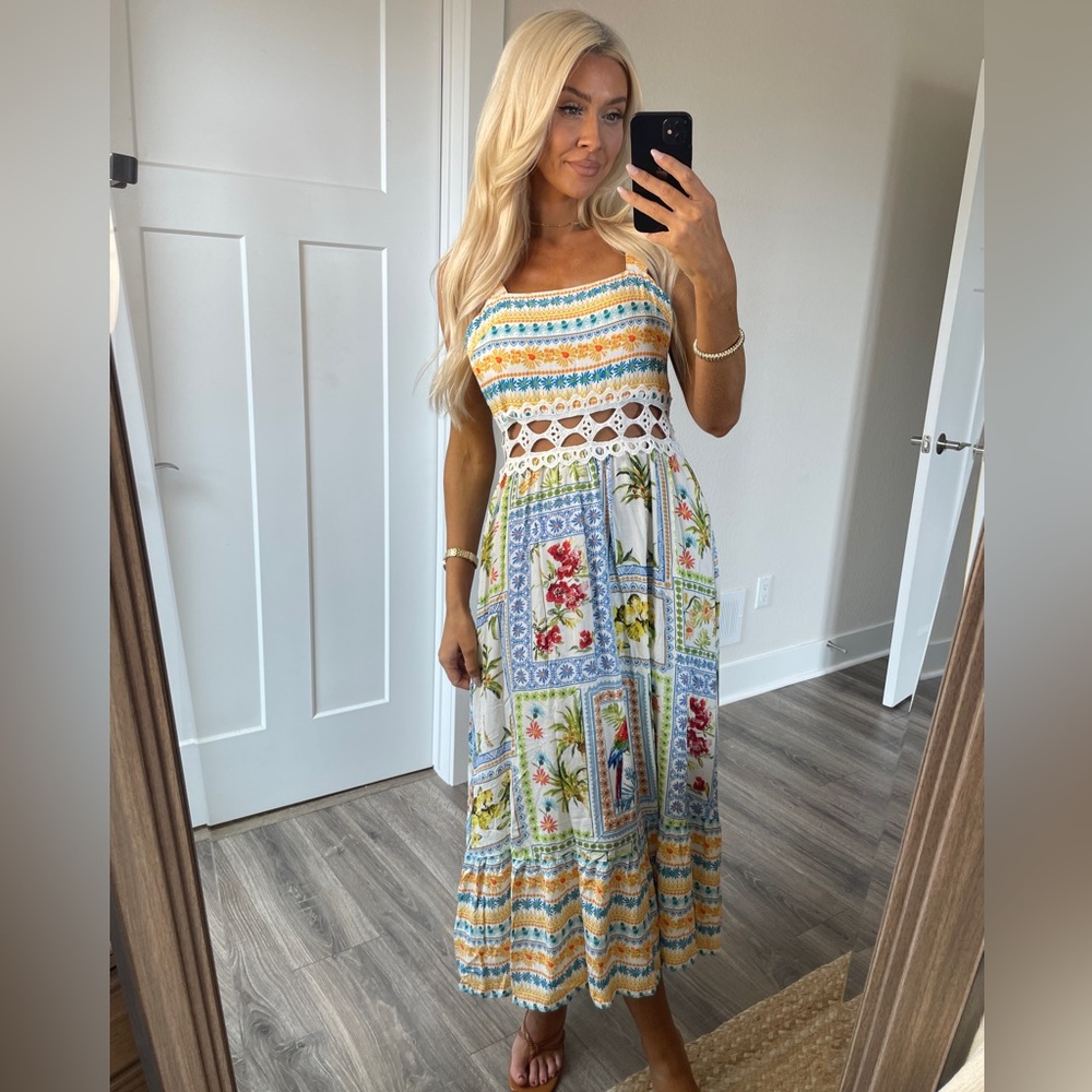 Cupshe Crochet-Trim Midi Dress